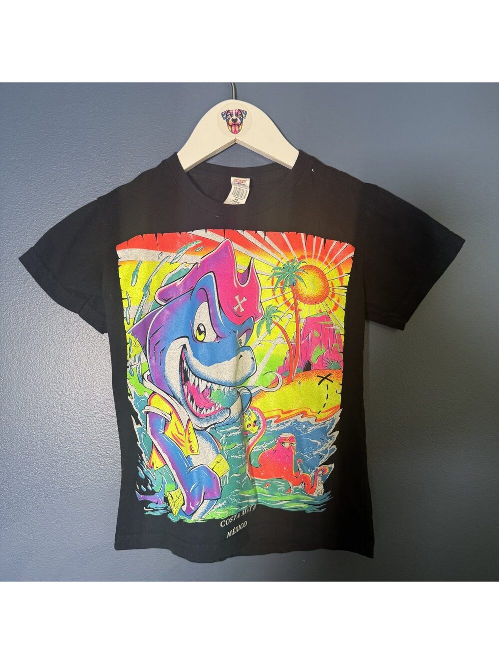 Costa Maya Mexico Souvenir Graphic Tee Shark Pirate Kids Size 4